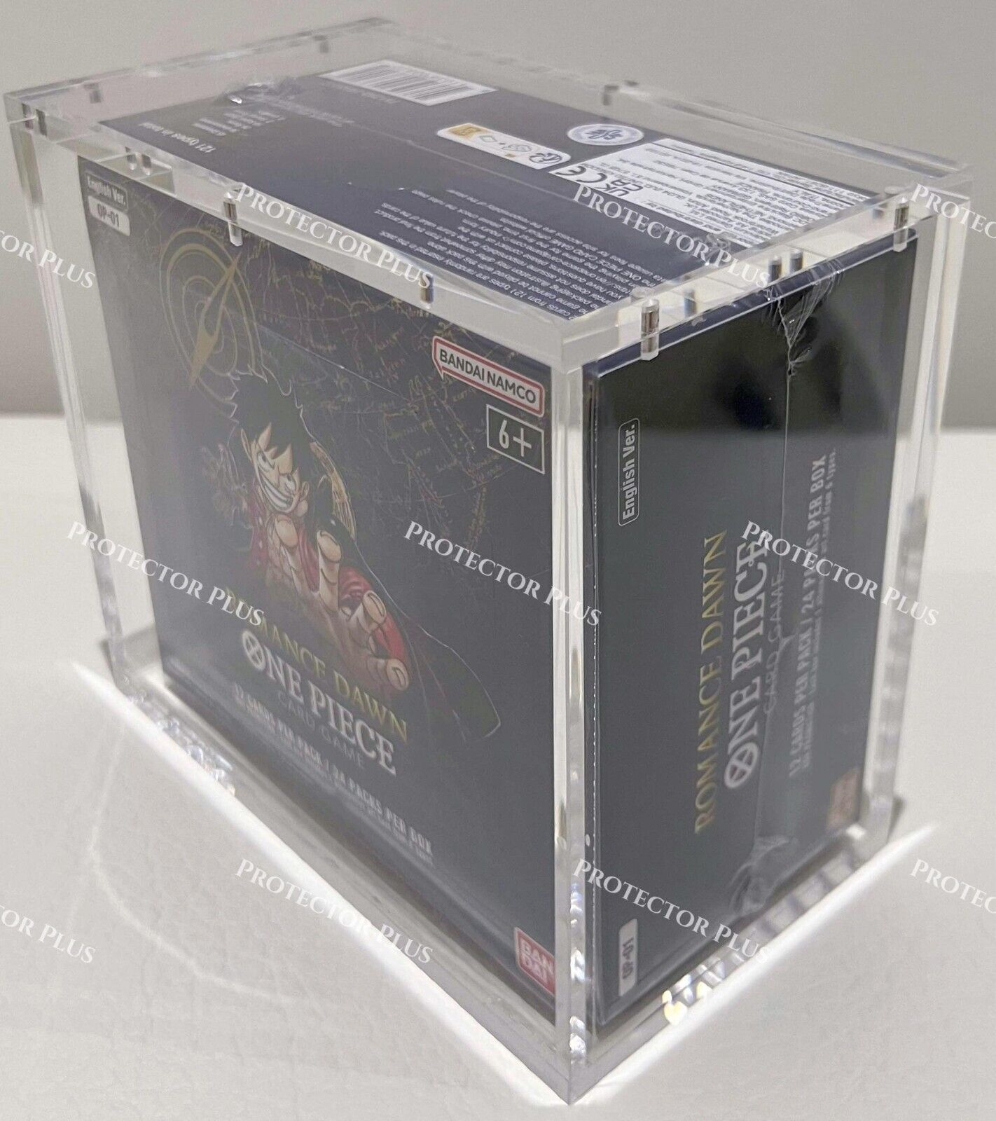 One Piece Acrylic Box [OPO1 Blue Bottom] with 6 Magnets - 6MM Thickness - Perfect Fit